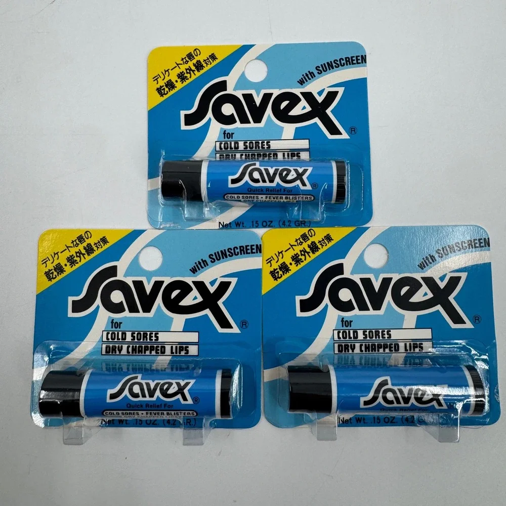Savex Lip Stick 4.2g [Genuine] Japan Lip Balm 3 Pack‎ .15oz Blue Cold Sore UV